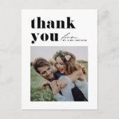 Zwarte Retro Typografie Fotobruiloft Dank u Briefkaart (Voorkant)