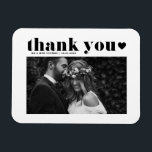 Zwarte Retro Typografie Fotobruiloft Dank u Magneet<br><div class="desc">Vier je liefde en show dankbaarheid met onze aanpasbare foto bruiloft dank je magneet! Deze unieke aandenken is ideaal om uw dierbaren te herinneren aan uw speciale dag, terwijl het uiten van uw oprechte bedankt op een gedenkwaardige manier. Het beschikt over retro vet typografie en hart overlay. Personaliseer het door...</div>