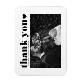 Zwarte Retro Typografie Fotobruiloft Dank u Magneet (Verticaal)