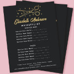 Zwarte Retro Typografie Haarstylist Flyer<br><div class="desc">Deze retro-geïnspireerde zakelijke flyer heeft een handgetekende logo van een schaar en sterren op een zwarte achtergrond - ideaal voor kappers of salons.</div>