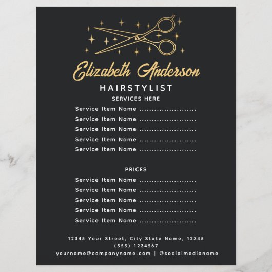 Zwarte Retro Typografie Haarstylist Flyer (Voorkant)