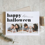 Zwarte Retro Typografie Happy Halloween Two Foto Feestdagen Kaart<br><div class="desc">Happy Halloween ! Stuur Halloween-groeten naar familie en vrienden met deze aanpasbare foto Halloween-kaart. Het is een retro-gedurfde typografie. Personaliseer door uw gegevens toe te voegen. Deze speciale Halloween kaart is beschikbaar op andere kaarten. Overeenkomende objecten zijn beschikbaar.</div>