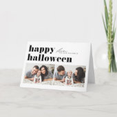 Zwarte Retro Typografie Happy Halloween Two Foto Feestdagen Kaart (Voorkant)