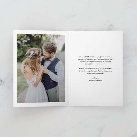 Zwarte Retro Typografie Moderne foto bruiloft Bedankkaart (Binnen)