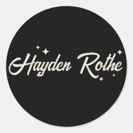 Zwarte Retro Typografie Sterren Ronde Sticker
