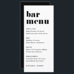 Zwarte Retro Typografie Trouw Bar Menu<br><div class="desc">Voeg deze aanpasbare bar menu kaart stationery toe aan je evenement decor. Het kenmerkt zich door vette retro typografie en eenvoudige typografie in het zwart. Deze moderne bar menu kaart is perfect voor trouwfeesten,  bruidsfeesten,  babyshower en nog veel meer.</div>
