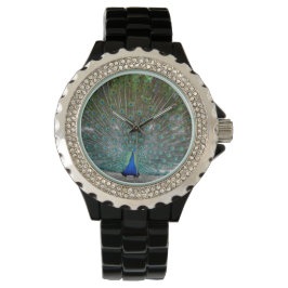 Zwarte Rhinestone opened Winged Peacock voor vrouw Horloge