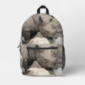 Zwarte Rhino Bedrukte Rugzak (Voorkant)