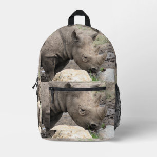 Zwarte Rhino Bedrukte Rugzak