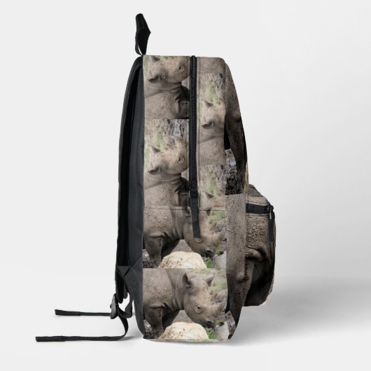Zwarte Rhino Bedrukte Rugzak (Links)