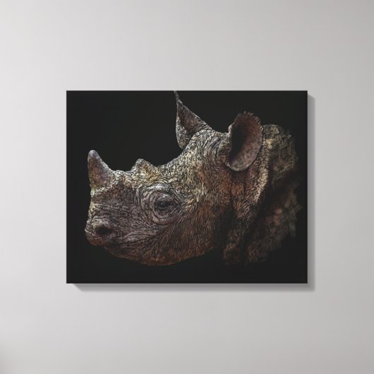 Zwarte Rhino Canvas Afdruk (Voorkant)
