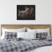Zwarte Rhino Canvas Afdruk (Insitu (Slaapkamer))