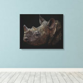 Zwarte Rhino Canvas Afdruk (Insitu (Houten vloer))