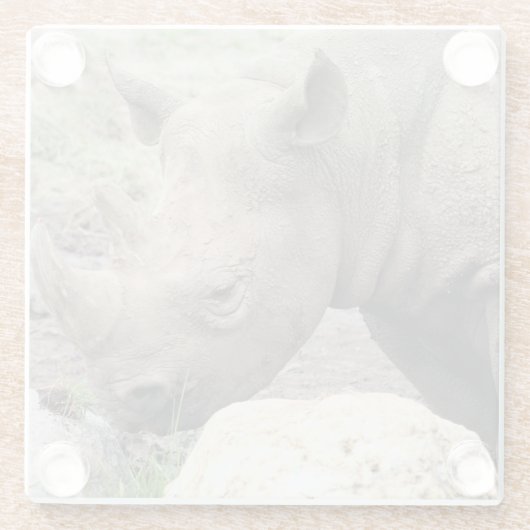 Zwarte rhino glazen onderzetter (Achterkant)