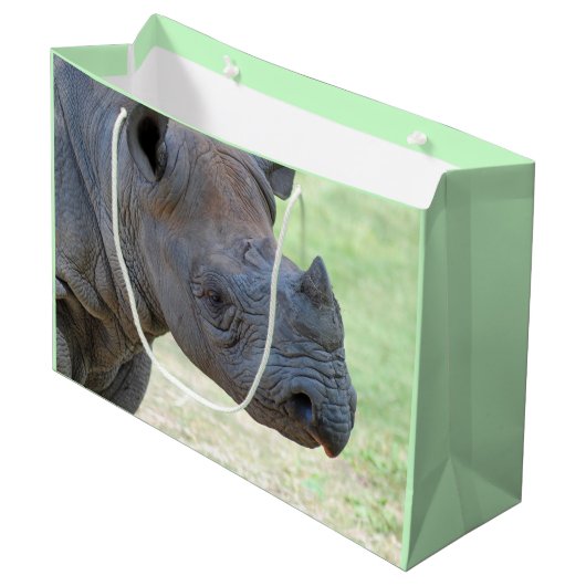 Zwarte Rhino Large Cadeautasje (Voorkant Gekanteld)