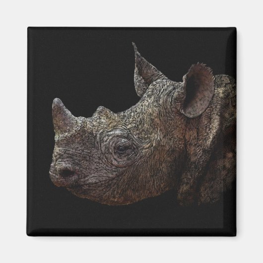 Zwarte Rhino Magneet (Voorkant)