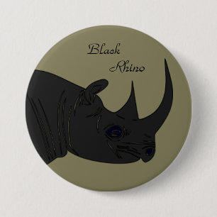 Zwarte Rhino Ronde Button 7,6 Cm
