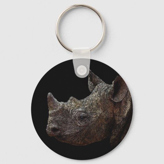 Zwarte Rhino Sleutelhanger (Voorkant)