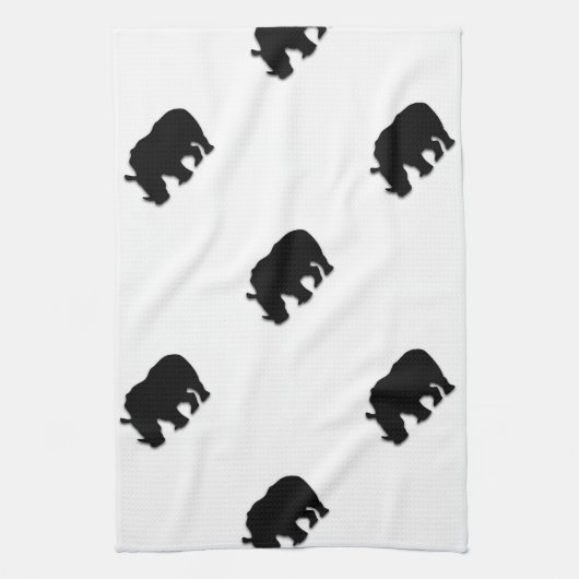 Zwarte Rhino Theedoek (Verticaal)