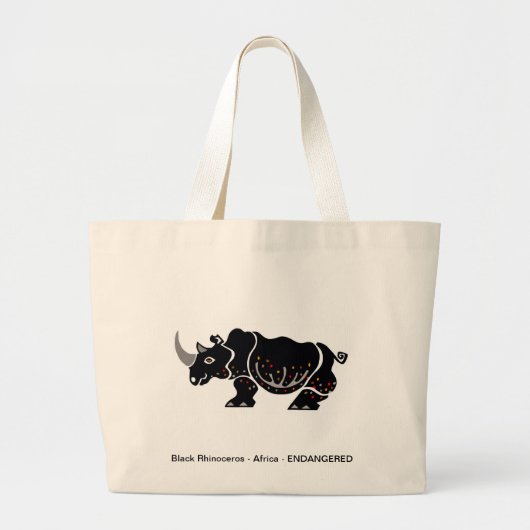 Zwarte RHINOCEROS - Bedreigd dier - Wildlife - Grote Tote Bag (Voorkant)