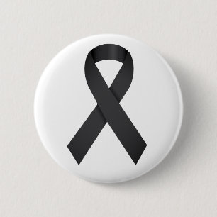 Zwarte Ribbon Mourning Ronde Button 5,7 Cm