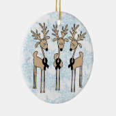 Zwarte Ribbon Reindeer Keramisch Ornament (Rechts)