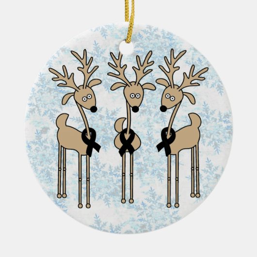 Zwarte Ribbon Reindeer Keramisch Ornament (Voorkant)