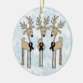 Zwarte Ribbon Reindeer Keramisch Ornament (Links)