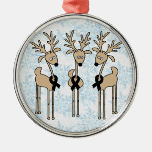 Zwarte Ribbon Reindeer Metalen Ornament