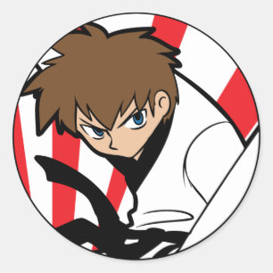 Zwarte Riem Karate/Ninja Brunette Jongen Sticker