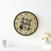 Zwarte rij en hek - ronde wandklok (Huis)