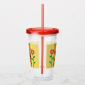 Zwarte rij op vertakkings Red Abstract Flowers Gee Acryl Drinkbeker (Rechts)