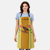 Zwarte rij op vertakkings Red Abstract Flowers Gee Schort (Gedragen)