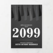 Zwarte rij van Tassels, 3-foto-Afstuderen Drieluik Uitnodiging (Cover)