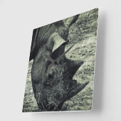 Zwarte Rijngrazing, gras, grunge, zwart-wit Vierkante Klok (Hoek)