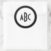 Zwarte ring met witte cirkelmonogram ronde sticker (Tas)
