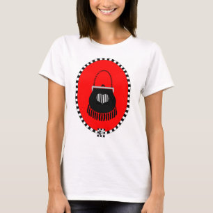 Zwarte Ringpaars in rood ovaal t-shirt