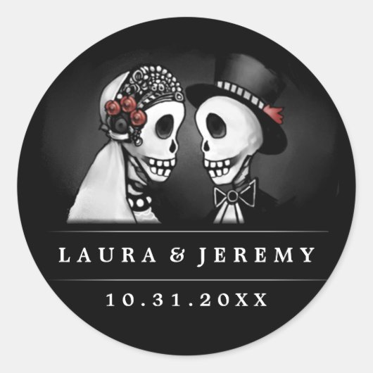 Zwarte-ringskeletten Rode rozen Envelope Label (Voorkant)