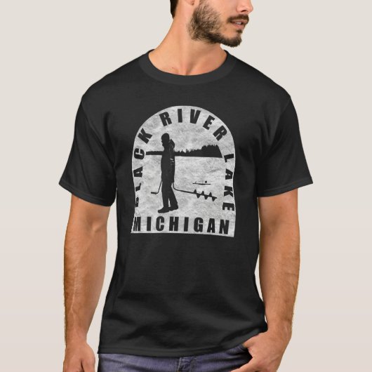 Zwarte rivier Ice Vissen Michigan T-shirt (Voorkant)