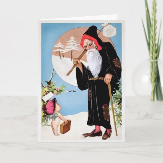  zwarte Robed Santa Holiday Kaart (Voorkant)