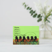 Zwarte Robins op een rij - Gepersonaliseerd Visitekaartje (Staand voorkant)