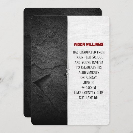 zwarte rockgrens afgestudeerde partij kaart (Voorkant / Achterkant)