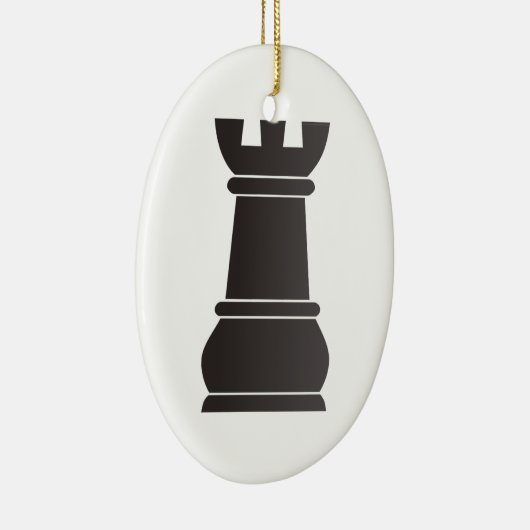 Zwarte rockschaakstuk keramisch ornament (Rechts)