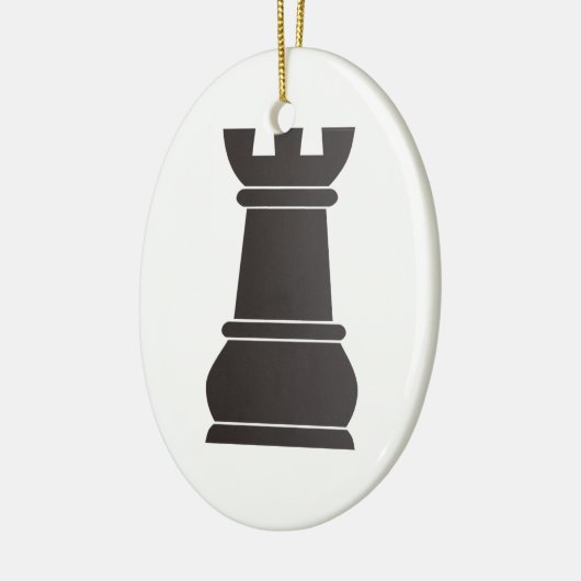 Zwarte rockschaakstuk keramisch ornament (Links)