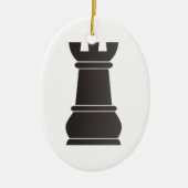 Zwarte rockschaakstuk keramisch ornament (Voorkant)