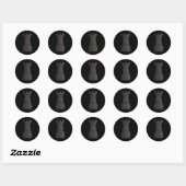 Zwarte rockschaakstuk ronde sticker (Vel)