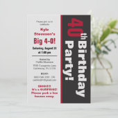 Zwarte & Rode 40e verjaardag Kaart (Staand voorkant)