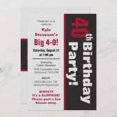 Zwarte & Rode 40e verjaardag Kaart (Voorkant / Achterkant)