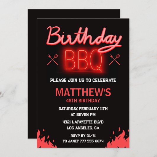 Zwarte Rode achtertuin bbq 48e verjaardag Kaart (Voorkant / Achterkant)