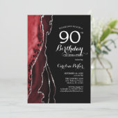 Zwarte rode agaat 90e verjaardag kaart (Staand voorkant)